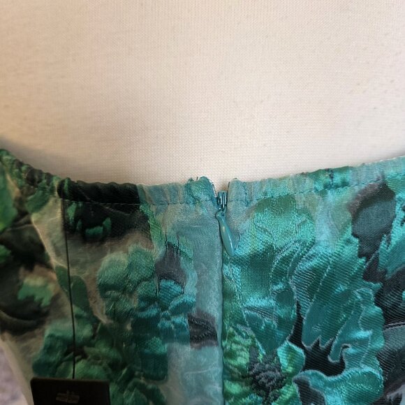 Lulus Luxe Direction Teal Green Floral Jacquard Puff Sleeve Mini Dress XL NWT - Picture 16 of 16
